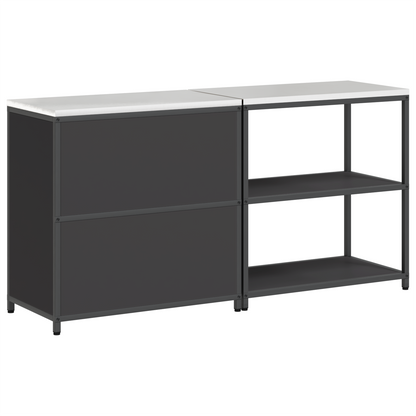 Keukenopslag set 2 pcs Zwart 150 x 50 x 92 cm Koudgewalst staal