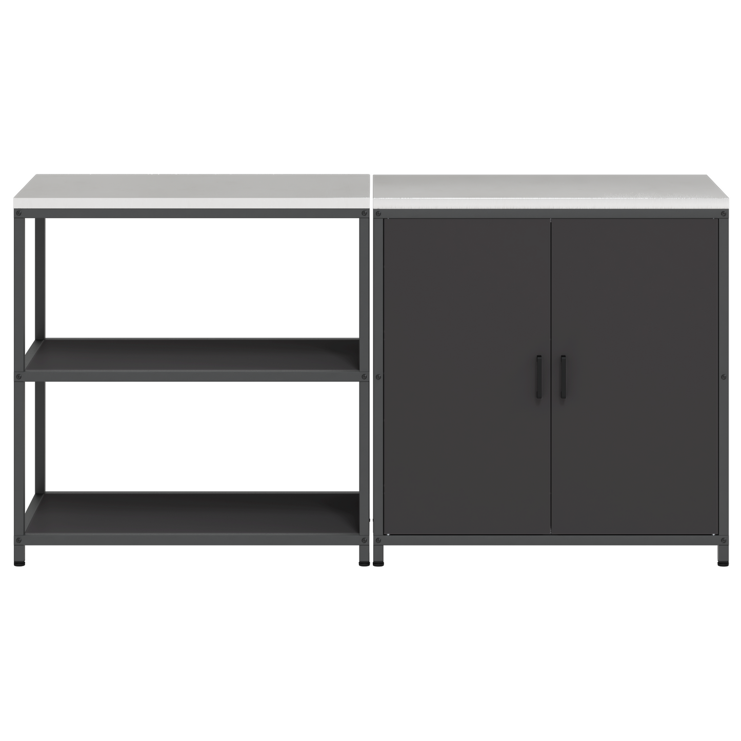 Keukenopslag set 2 pcs Zwart 150 x 50 x 92 cm Koudgewalst staal