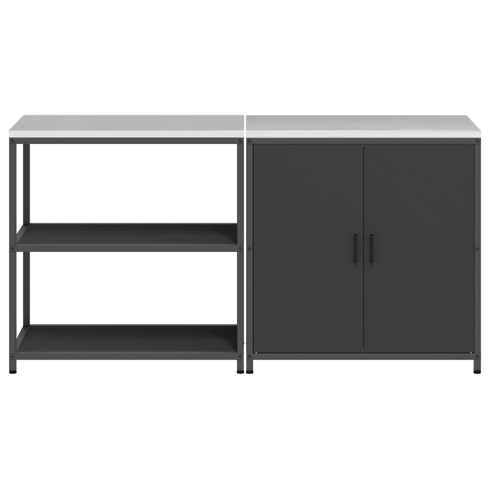 Keukenopslag set 2 pcs Zwart 150 x 50 x 92 cm Koudgewalst staal