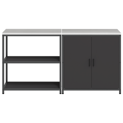 Keukenopslag set 2 pcs Zwart 150 x 50 x 92 cm Koudgewalst staal