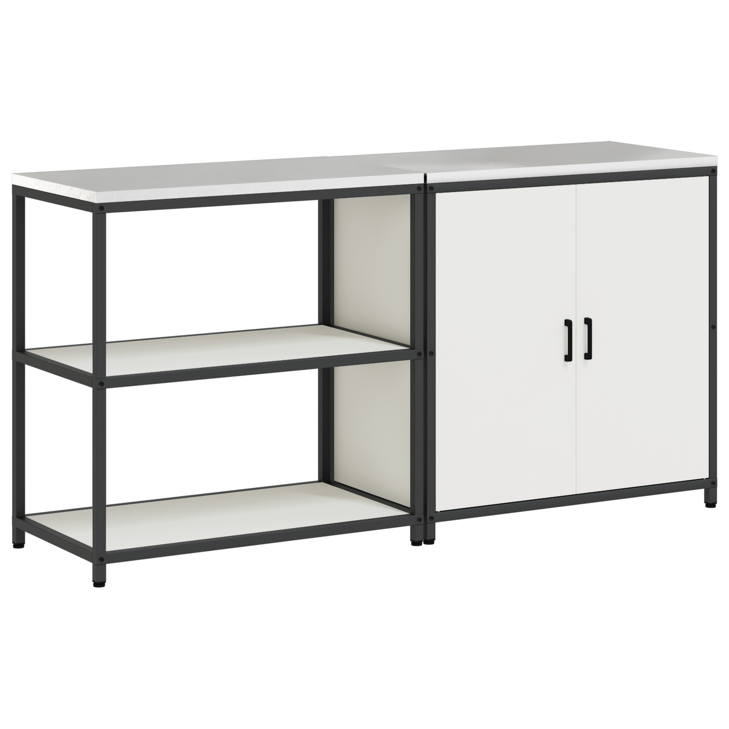Keukenopslag set 2 pcs Wit 150 x 50 x 92 cm Koudgewalst staal