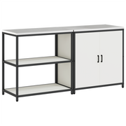 Kitchen Storage Set with Shelf 2 pcs White Cold-rolled Steel