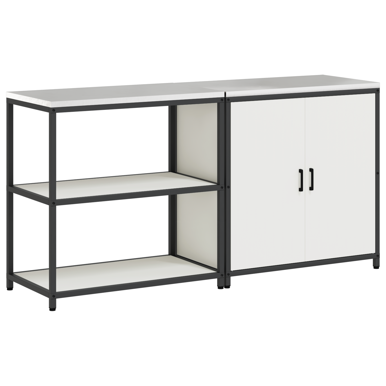 Keukenopslag set 2 pcs Wit 150 x 50 x 92 cm Koudgewalst staal