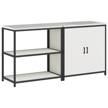 Keukenopslag set 2 pcs Wit 150 x 50 x 92 cm Koudgewalst staal