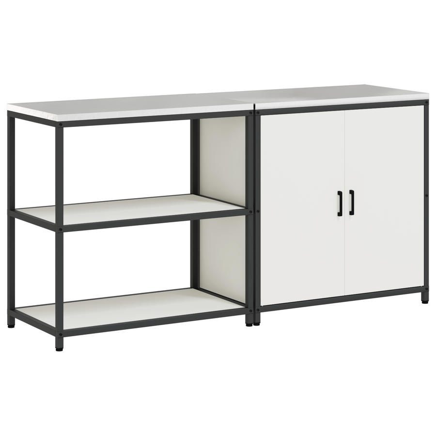 Keukenopslag set 2 pcs Wit 150 x 50 x 92 cm Koudgewalst staal