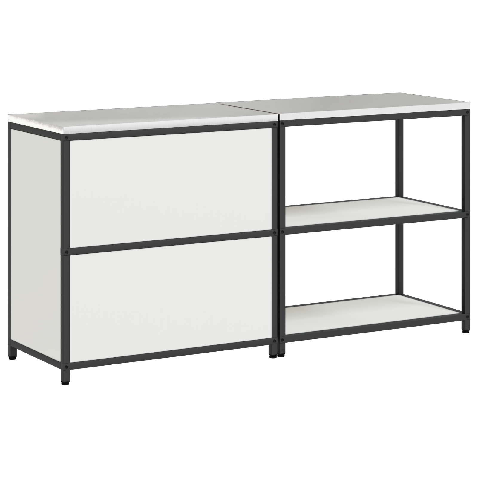 Keukenopslag set 2 pcs Wit 150 x 50 x 92 cm Koudgewalst staal