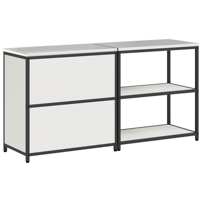 Keukenopslag set 2 pcs Wit 150 x 50 x 92 cm Koudgewalst staal
