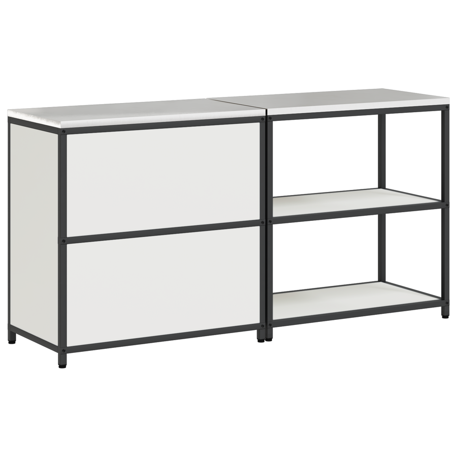 Keukenopslag set 2 pcs Wit 150 x 50 x 92 cm Koudgewalst staal