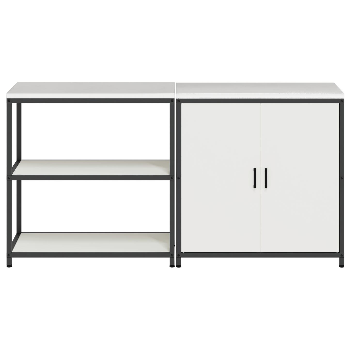 Keukenopslag set 2 pcs Wit 150 x 50 x 92 cm Koudgewalst staal