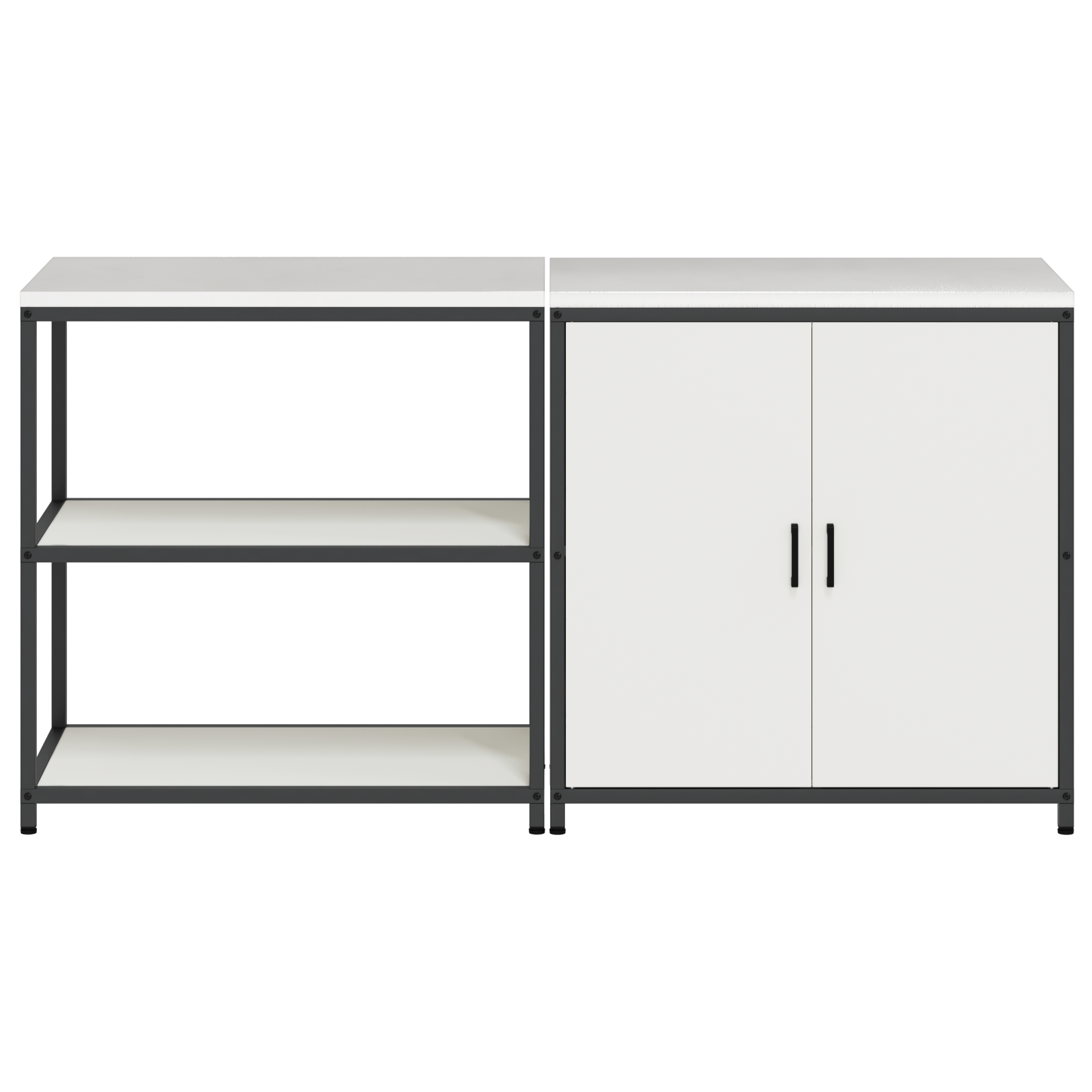 Keukenopslag set 2 pcs Wit 150 x 50 x 92 cm Koudgewalst staal