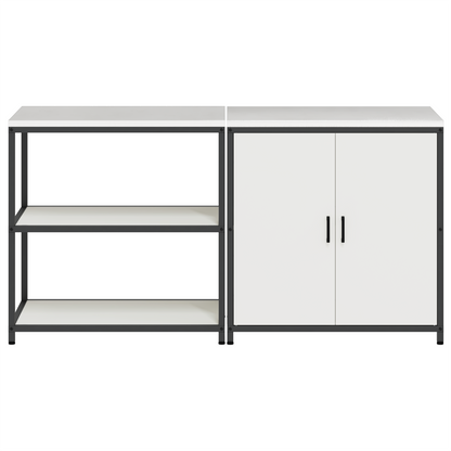 Keukenopslag set 2 pcs Wit 150 x 50 x 92 cm Koudgewalst staal