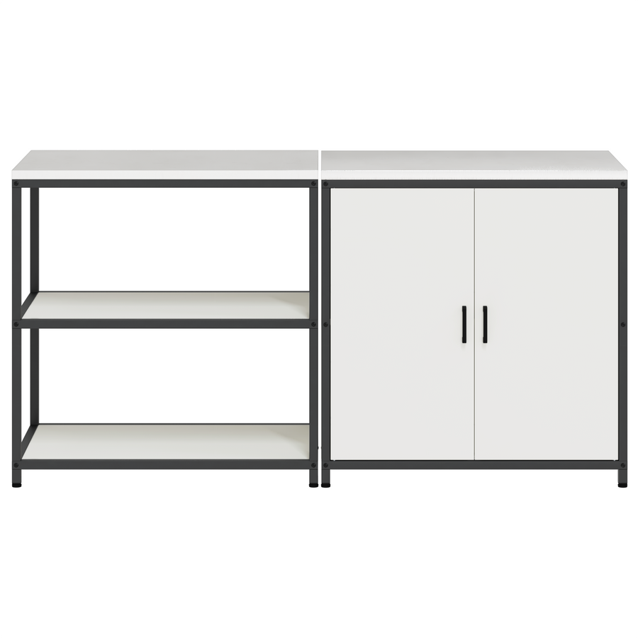 Keukenopslag set 2 pcs Wit 150 x 50 x 92 cm Koudgewalst staal