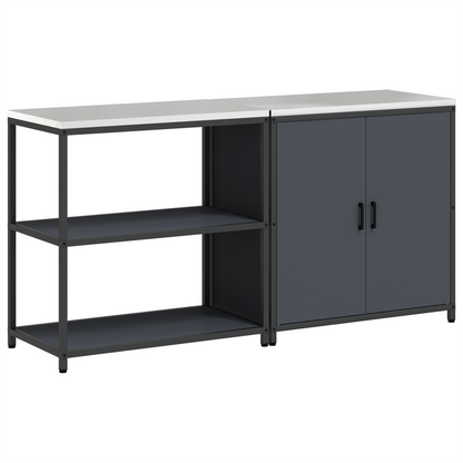 Keukenopslag set met plank met opslag met de deur Verstelbaar 2 pcs Antraciet 150 x 50 x 92 cm