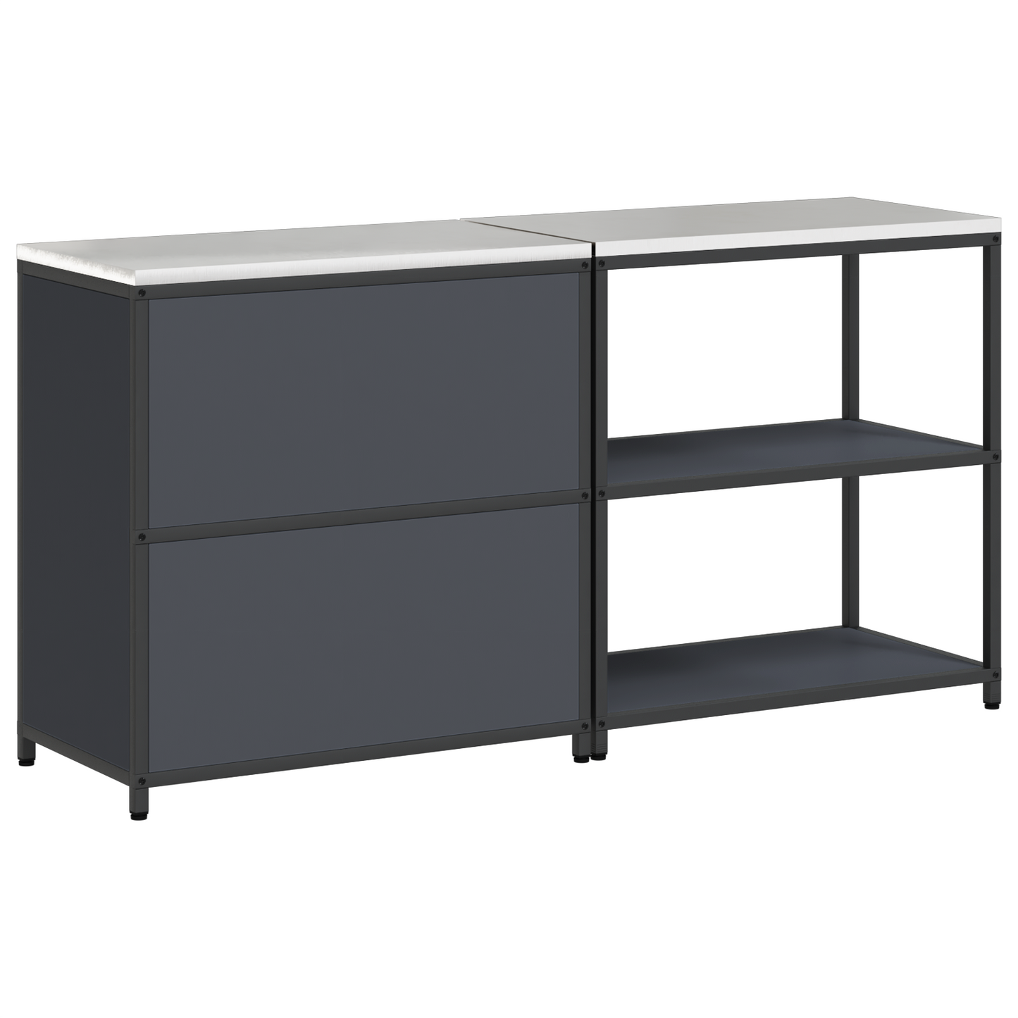 Keukenopslag set met plank met opslag met de deur Verstelbaar 2 pcs Antraciet 150 x 50 x 92 cm