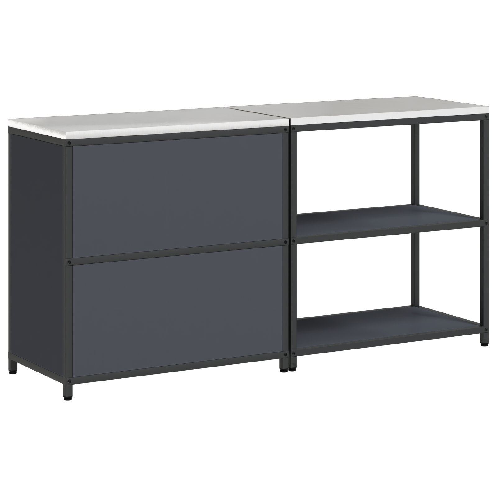Keukenopslag set met plank met opslag met de deur Verstelbaar 2 pcs Antraciet 150 x 50 x 92 cm