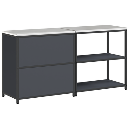 Keukenopslag set met plank met opslag met de deur Verstelbaar 2 pcs Antraciet 150 x 50 x 92 cm