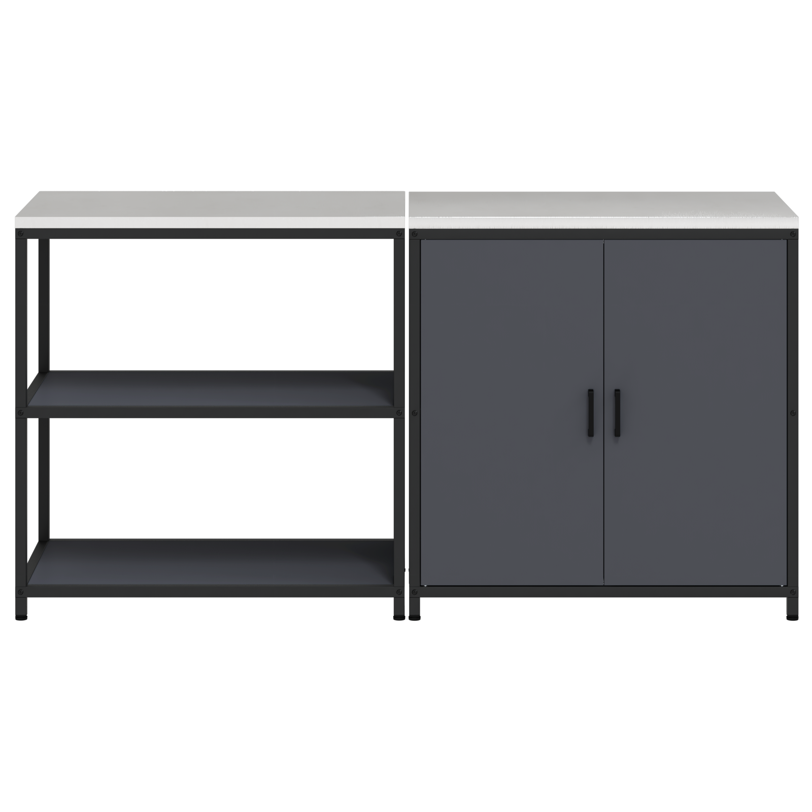 Keukenopslag set met plank met opslag met de deur Verstelbaar 2 pcs Antraciet 150 x 50 x 92 cm