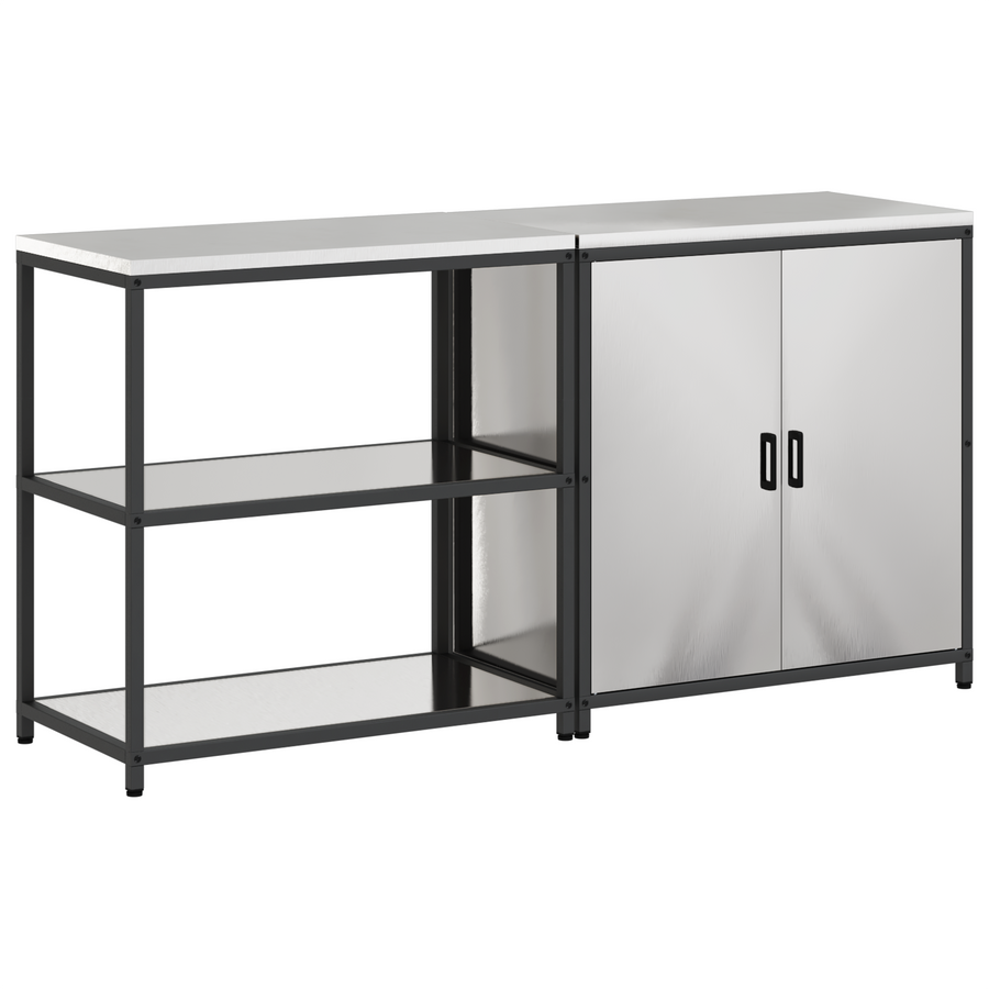Keukenopslag set 2 pcs Zilver 150 x 50 x 92 cm Roestvrij staal