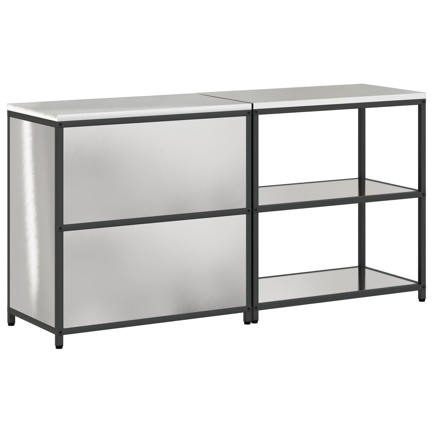Keukenopslag set 2 pcs Zilver 150 x 50 x 92 cm Roestvrij staal