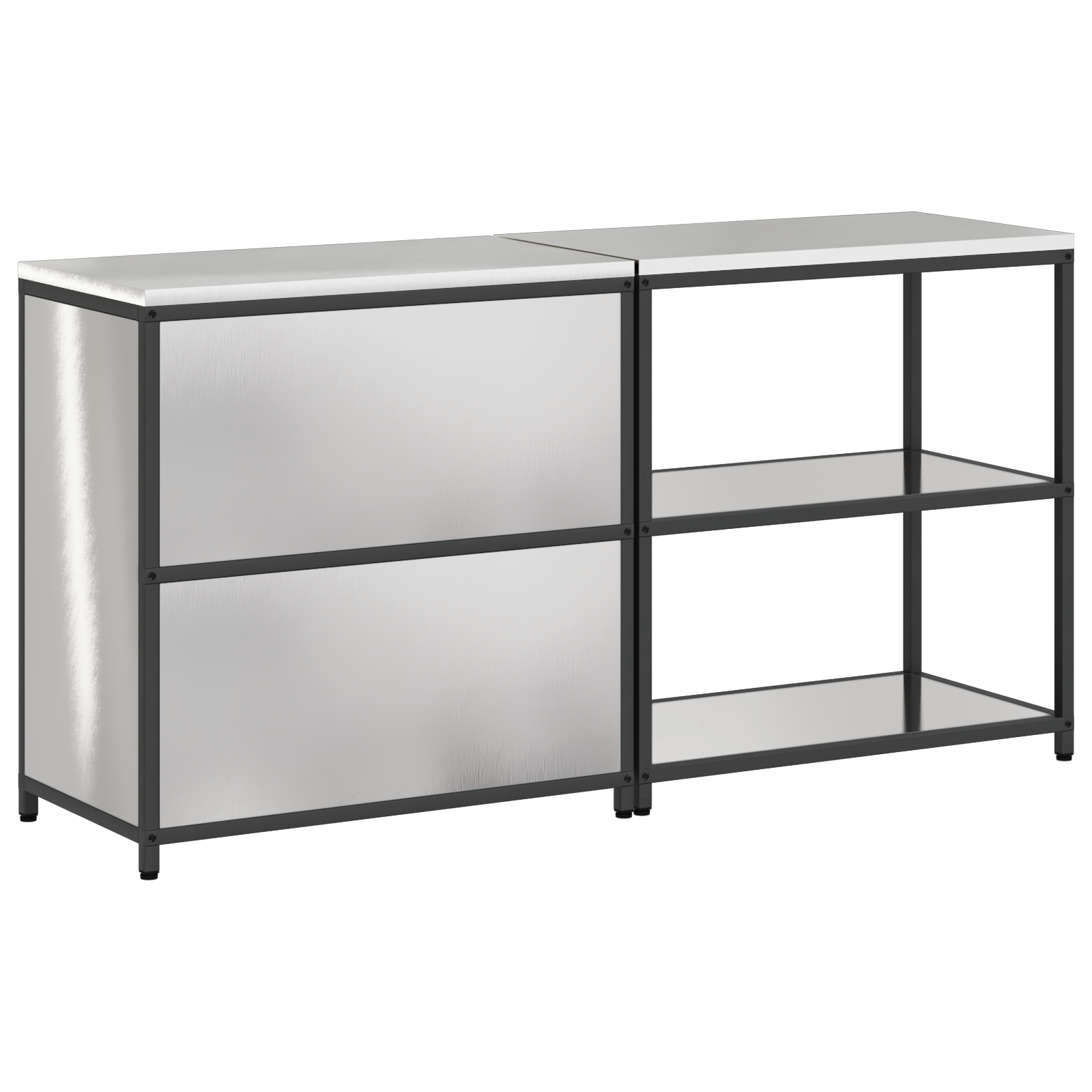 Keukenopslag set 2 pcs Zilver 150 x 50 x 92 cm Roestvrij staal