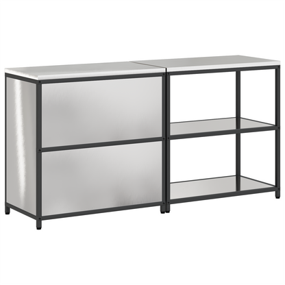 Keukenopslag set 2 pcs Zilver 150 x 50 x 92 cm Roestvrij staal