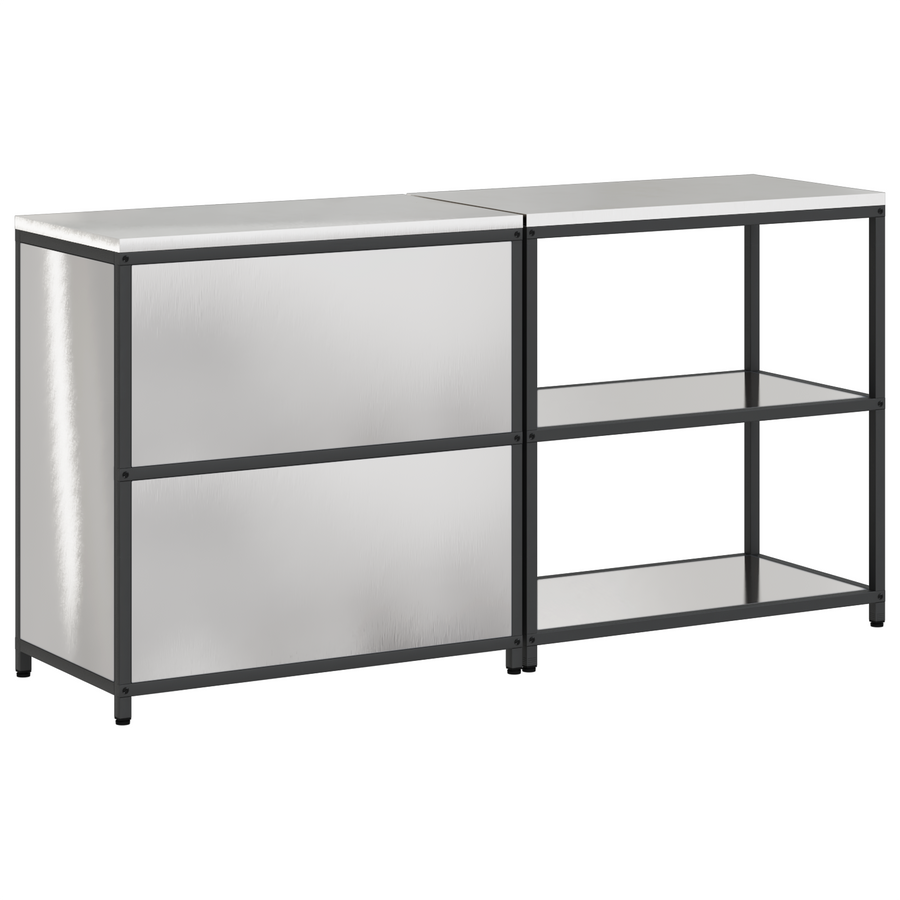 Keukenopslag set 2 pcs Zilver 150 x 50 x 92 cm Roestvrij staal