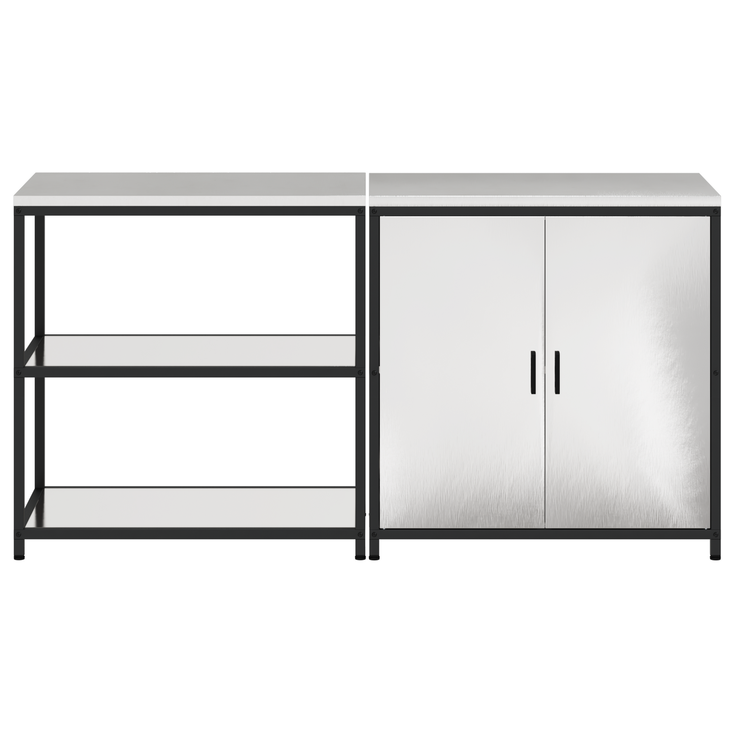 Keukenopslag set 2 pcs Zilver 150 x 50 x 92 cm Roestvrij staal