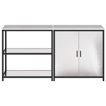 Keukenopslag set 2 pcs Zilver 150 x 50 x 92 cm Roestvrij staal