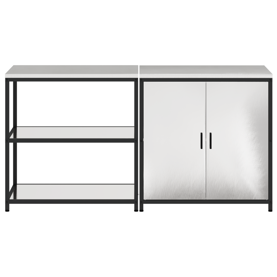 Keukenopslag set 2 pcs Zilver 150 x 50 x 92 cm Roestvrij staal