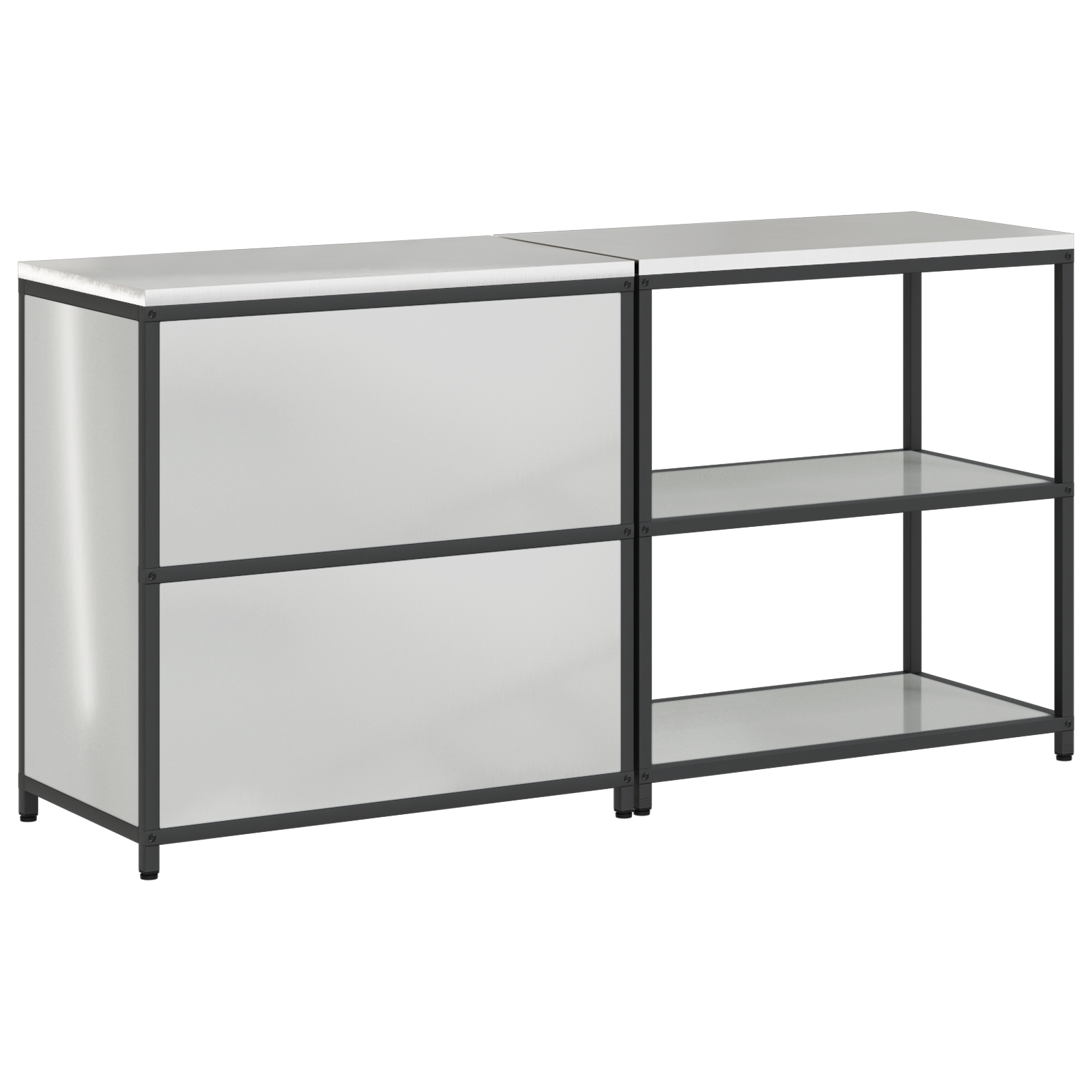 Keukenopslag set met plank met opslag met de deur Verstelbaar 2 pcs Zilver 150 x 50 x 92 cm