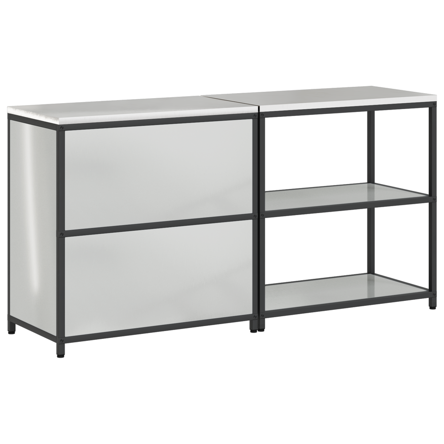 Keukenopslag set met plank met opslag met de deur Verstelbaar 2 pcs Zilver 150 x 50 x 92 cm