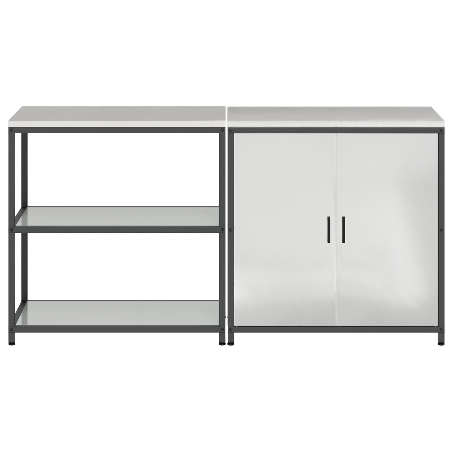 Keukenopslag set met plank met opslag met de deur Verstelbaar 2 pcs Zilver 150 x 50 x 92 cm