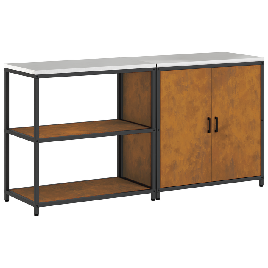 Keukenopslag set 2 pcs Roestig 150 x 50 x 92 cm Cortenstaal