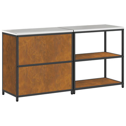 Keukenopslag set 2 pcs Roestig 150 x 50 x 92 cm Cortenstaal
