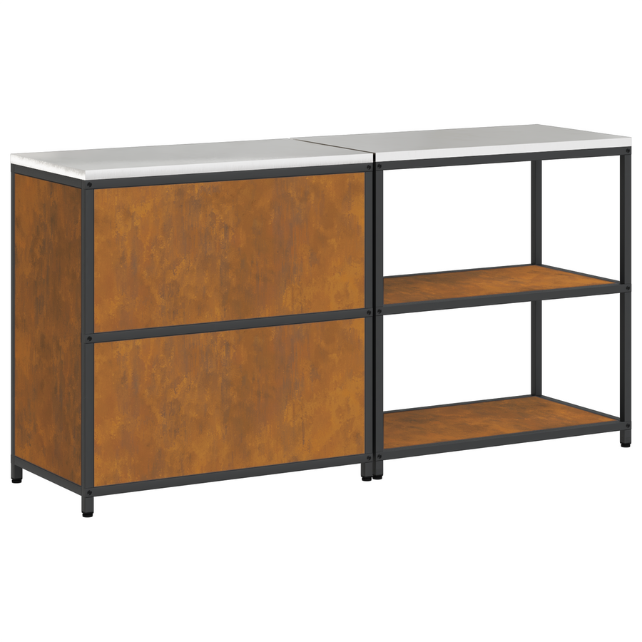 Keukenopslag set 2 pcs Roestig 150 x 50 x 92 cm Cortenstaal
