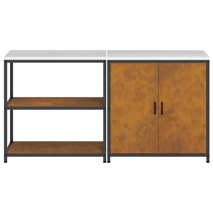 Keukenopslag set 2 pcs Roestig 150 x 50 x 92 cm Cortenstaal