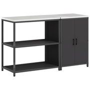 Kitchen storage set with shelf 2 pcs Black Cold-rolled steel