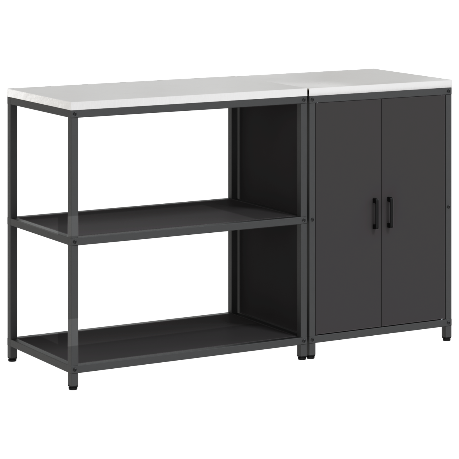 Keukenopslag set 2 pcs Zwart 150 x 50 x 92 cm Koudgewalst staal