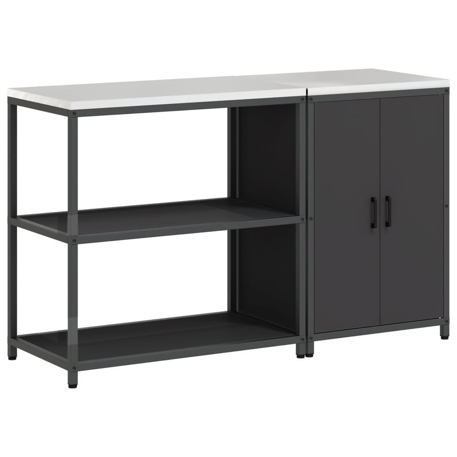 Keukenopslag set 2 pcs Zwart 150 x 50 x 92 cm Koudgewalst staal
