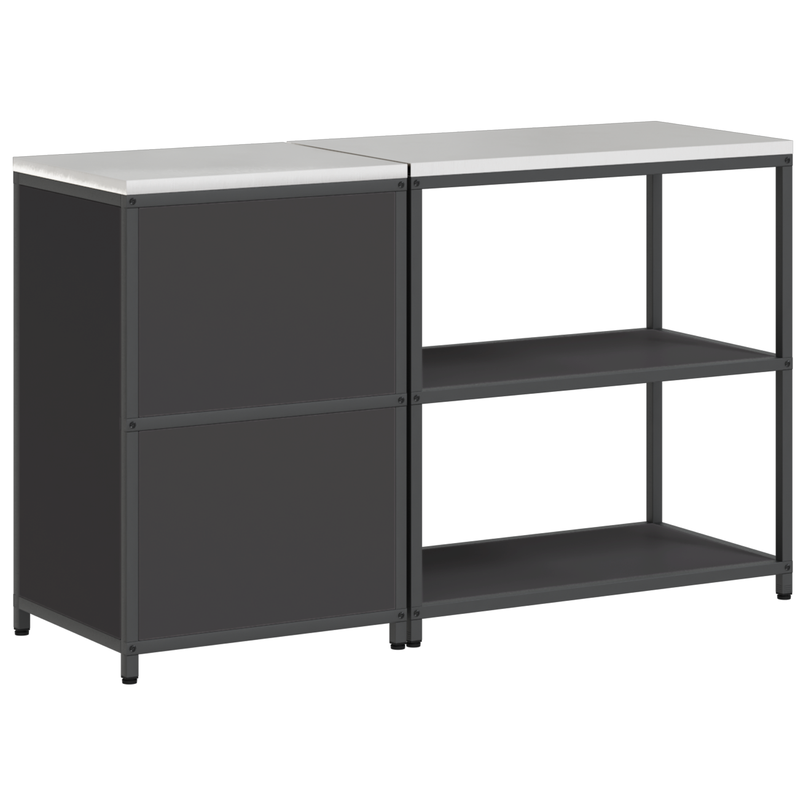 Keukenopslag set 2 pcs Zwart 150 x 50 x 92 cm Koudgewalst staal