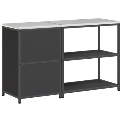 Keukenopslag set 2 pcs Zwart 150 x 50 x 92 cm Koudgewalst staal