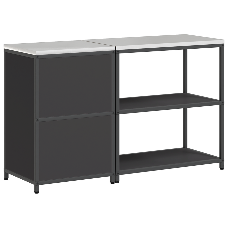 Keukenopslag set 2 pcs Zwart 150 x 50 x 92 cm Koudgewalst staal