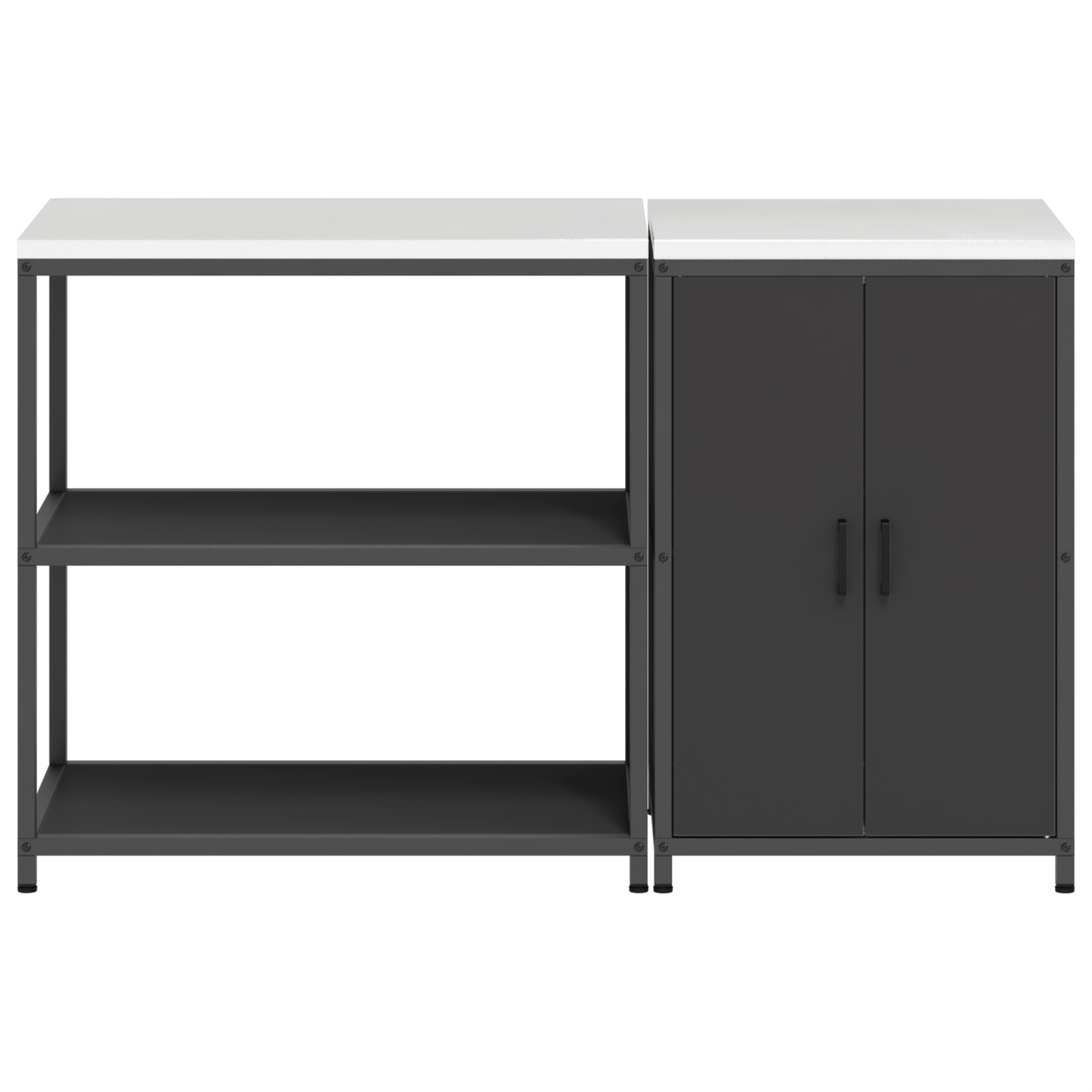 Keukenopslag set 2 pcs Zwart 150 x 50 x 92 cm Koudgewalst staal