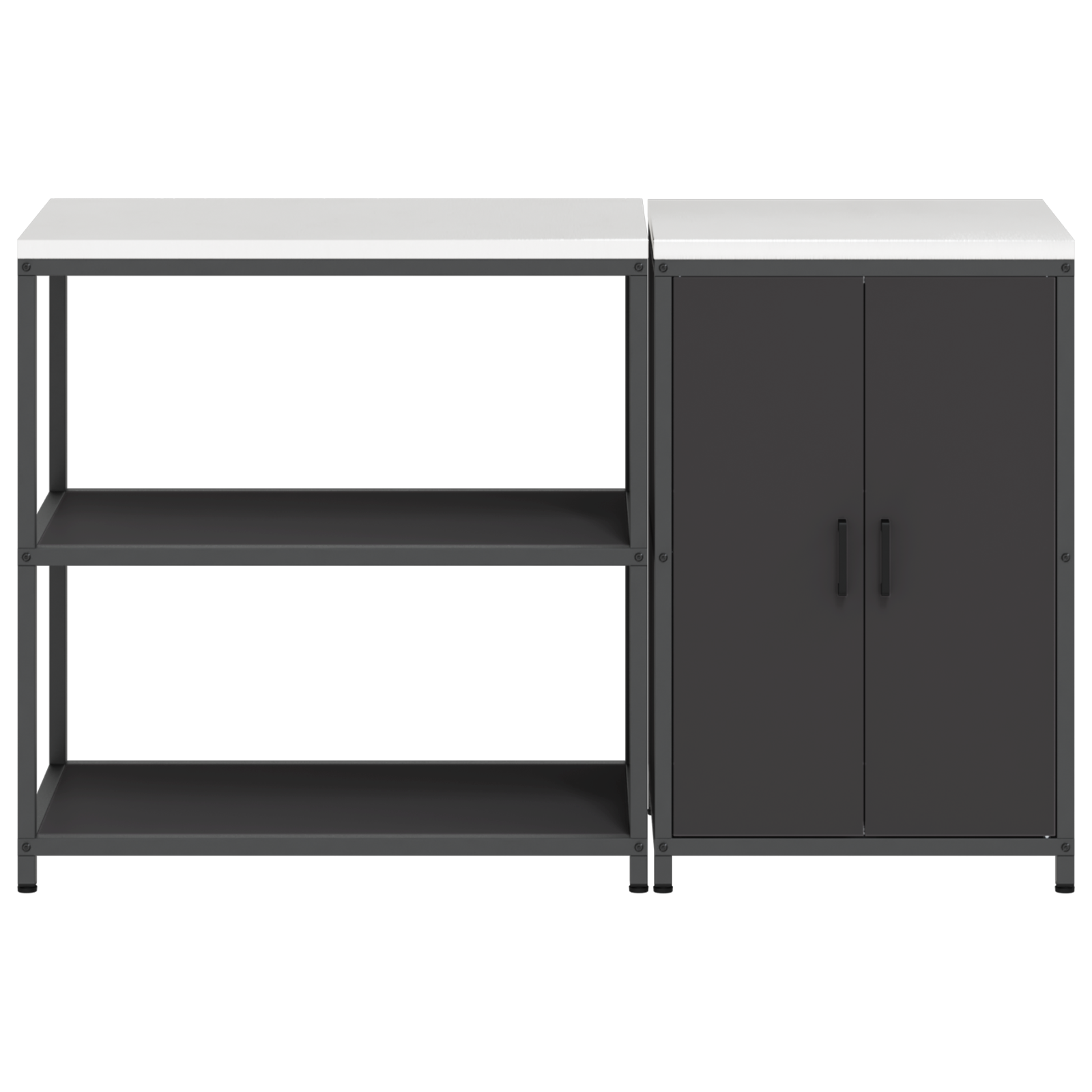 Keukenopslag set 2 pcs Zwart 150 x 50 x 92 cm Koudgewalst staal