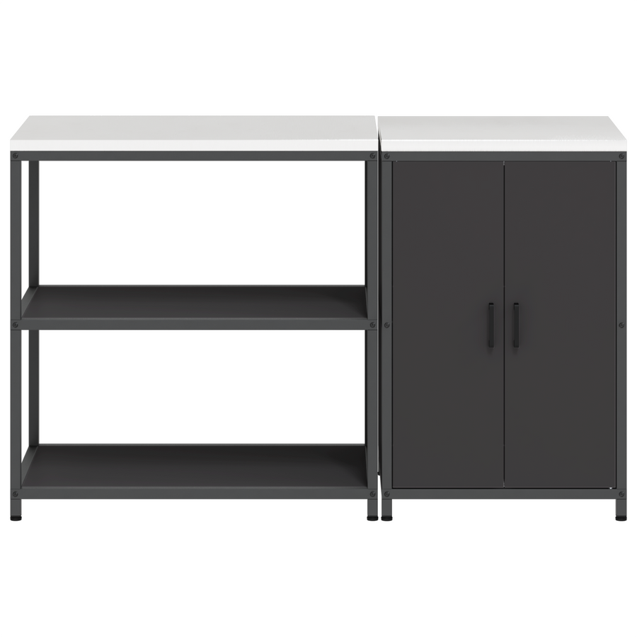 Keukenopslag set 2 pcs Zwart 150 x 50 x 92 cm Koudgewalst staal