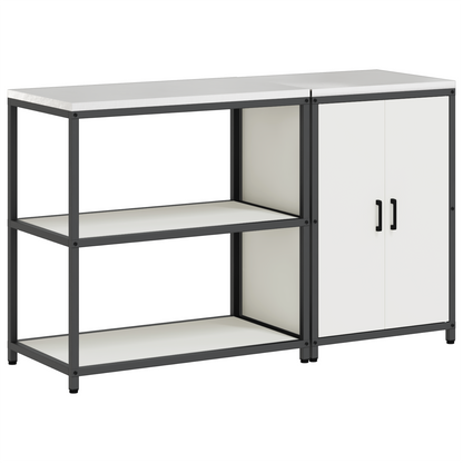 Keukenopslag set 2 pcs Wit 150 x 50 x 92 cm Koudgewalst staal
