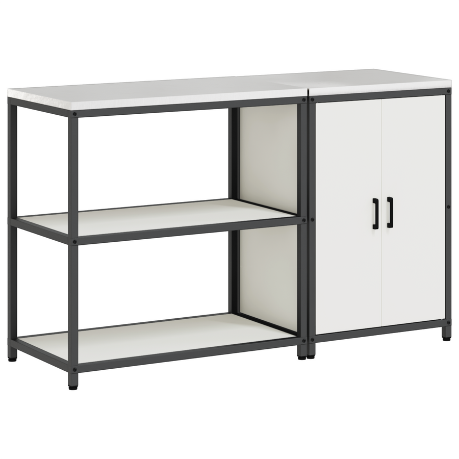 Keukenopslag set 2 pcs Wit 150 x 50 x 92 cm Koudgewalst staal