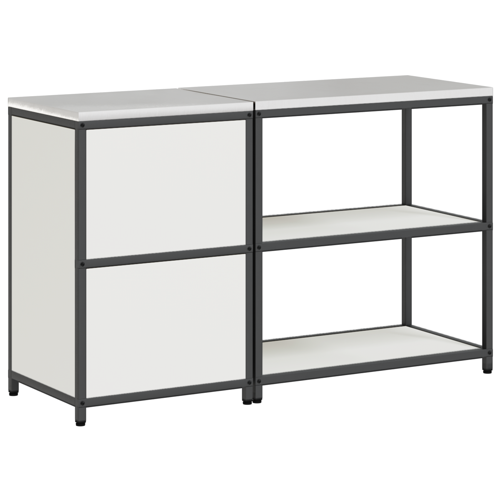 Keukenopslag set 2 pcs Wit 150 x 50 x 92 cm Koudgewalst staal