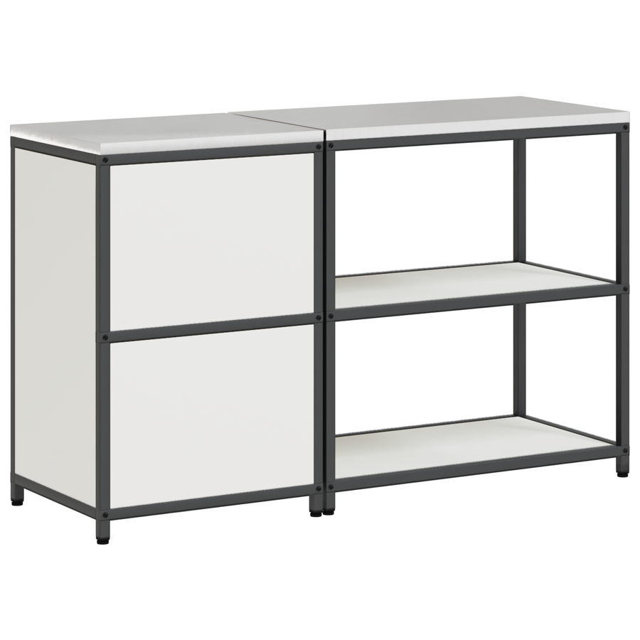 Keukenopslag set 2 pcs Wit 150 x 50 x 92 cm Koudgewalst staal