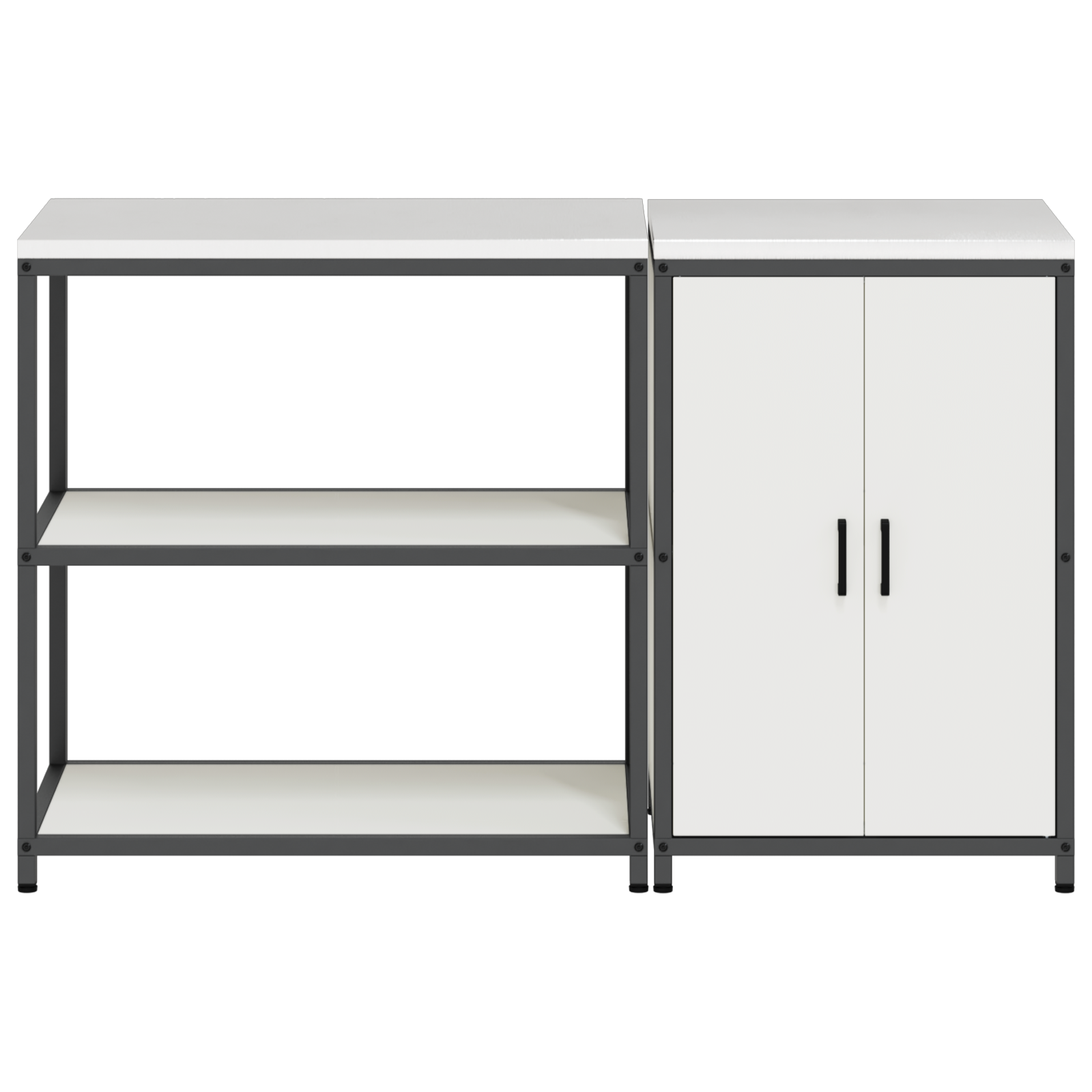 Keukenopslag set 2 pcs Wit 150 x 50 x 92 cm Koudgewalst staal